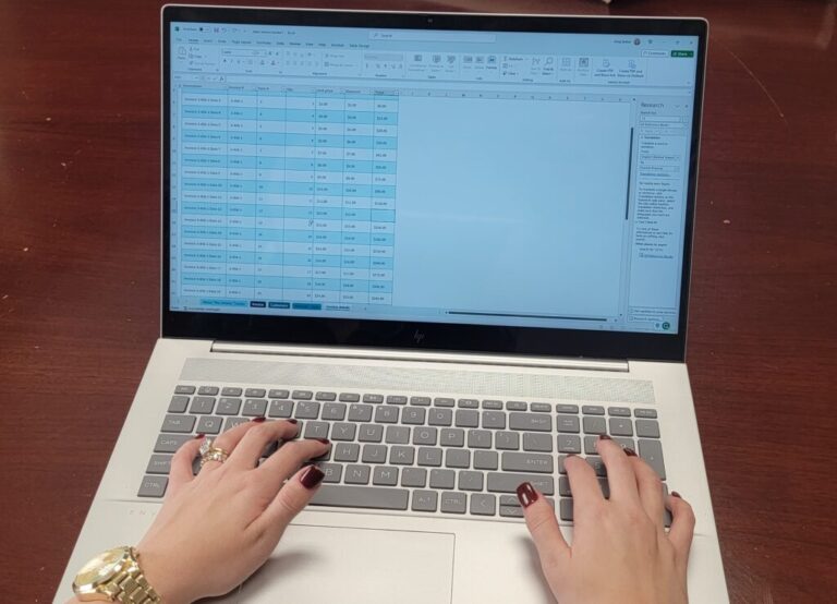 A woman using Electronic Data Exchange