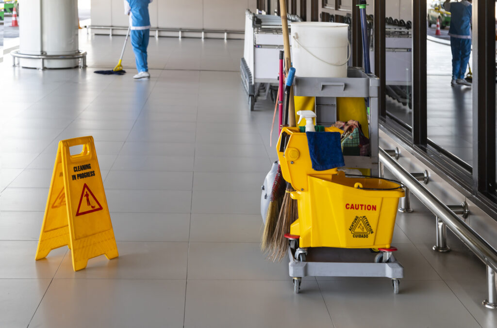 Janitorial person cleaning at Powder Cote II in Tennessee.